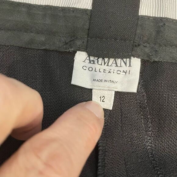 Armani Collezioni Wide Leg Black Linen Trousers - Picture 3 of 3